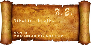 Nikolics Etelka névjegykártya